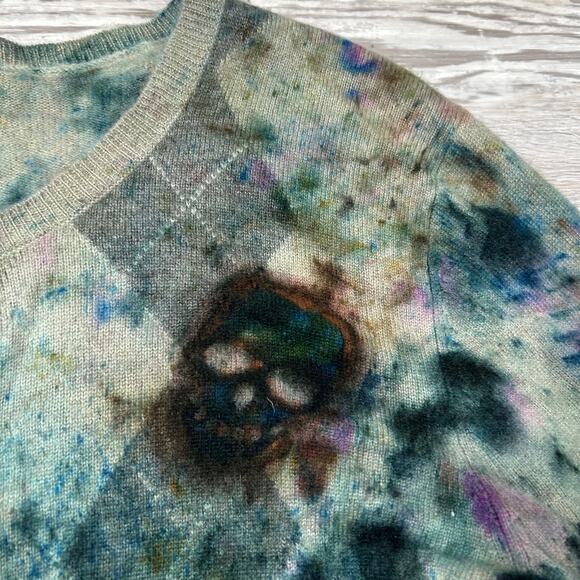 Galadriel Mattei Blossoms Skull Print Cashmere Cardigan Sweater- Size Large - Picture 4 of 10